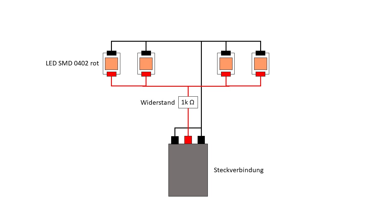 Verkabelung der LED und Widerstand im Z-95 Headhunter